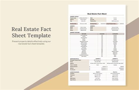 Real Estate Fact Sheet Template Download In Excel Google Sheets Template Net