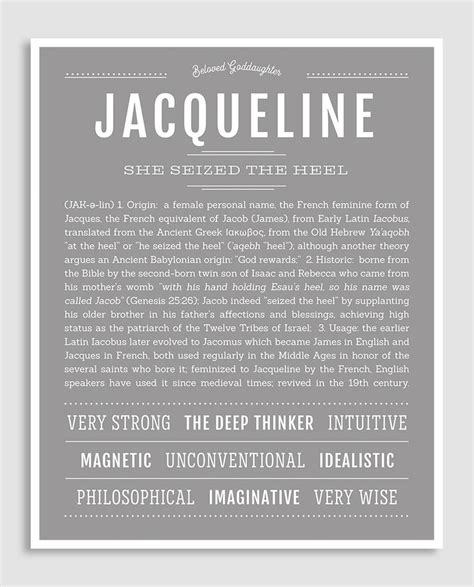Jacqueline Classic Name Print Names With Meaning Names Classic Names