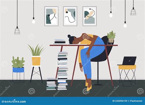 Overworked Exhausted Construction Worker Vector Cartoon Illustration