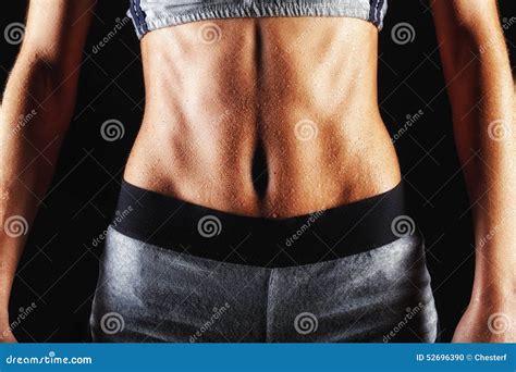 Close Up Of Fit Woman S Torso With Her Hands Stock Photo Image Of Copy Isolated