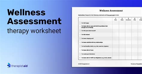 Wellness Assessment Worksheet Therapist Aid