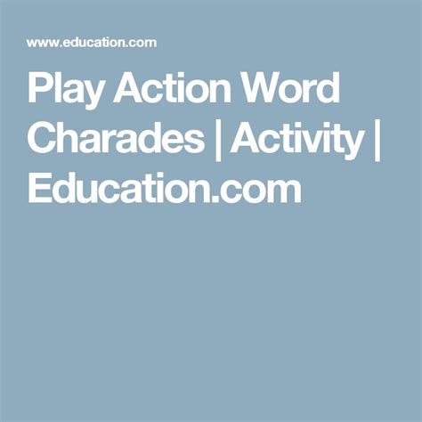 Play Action Word Charades Activity Action Words