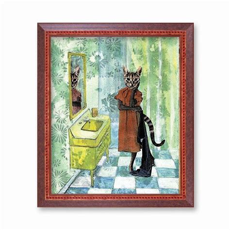 This Suave Bath Cat Art Print Makes A Great Present For Cat Lovers