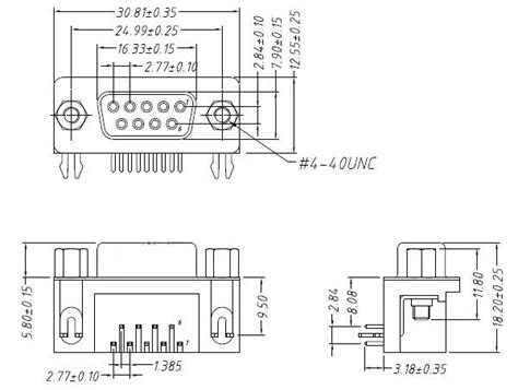 36 Db9 Female Connector Drawing
