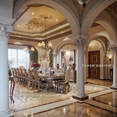 Dining Room Design For Luxury Mansion Located In Dubai Uae ©2017