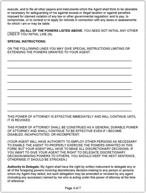 Free Florida General Durable Power Of Attorney Form Doc 33kb 7