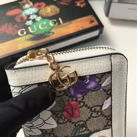 Gucci Gg Women Ophidia Gg Flora Zip Around Wallet In Beigeebony Gg