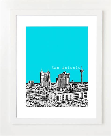 San Antonio Art San Antonio Texas City Skyline Art Print Etsy City