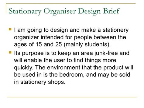 Design Brief With Specifications And Constraints