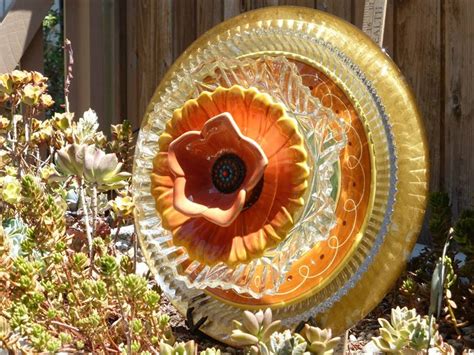 Plate Flower 389 Garden Yard Art Glass And Ceramic Plate Flower