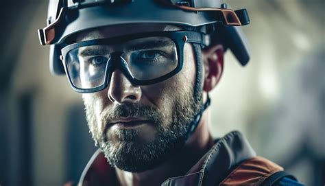 Premium Photo Male Electrician In Safety Glasses Generative Al