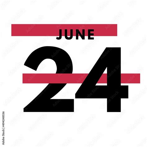 June 24 Modern Calendar Icon Date Day Month Flat Style Calendar