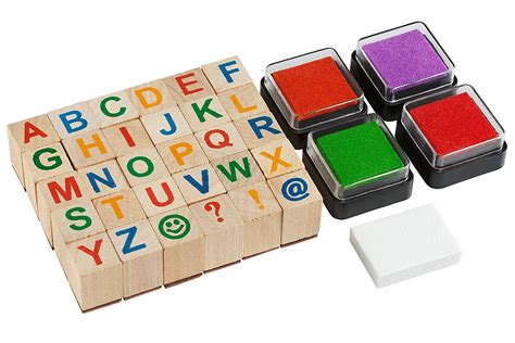 Moore Premium Wooden Alphabet Stamp Set 34 Piece Set Of Uppercase