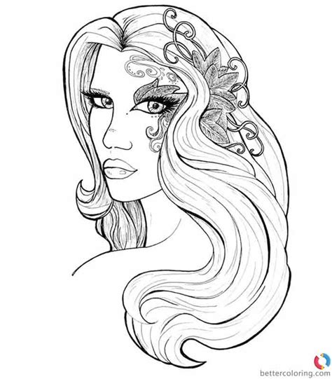 Hipster Coloring Pages Long Hair Girl Free Printable