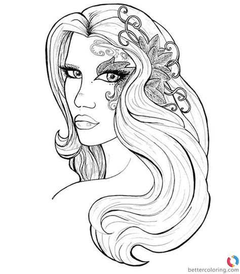 Hey everyone, i have another coloring page for you all! Hipster Coloring Pages Long Hair Girl - Free Printable ...