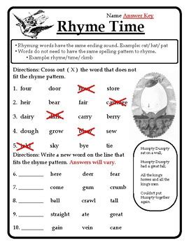 Rhyming words write the correct rhyming word id: Reading Wonders Grade 2 Unit 2 Week 5 Grammar Practice ...