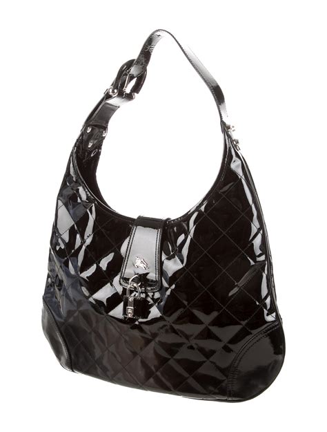 Burberry Quilted Patent Leather Hobo Handbags Bur65651 The Realreal