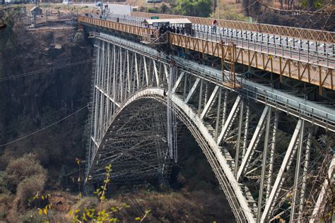 Bungee Jumping At Victoria Falls Bridge Over The Zambezi River