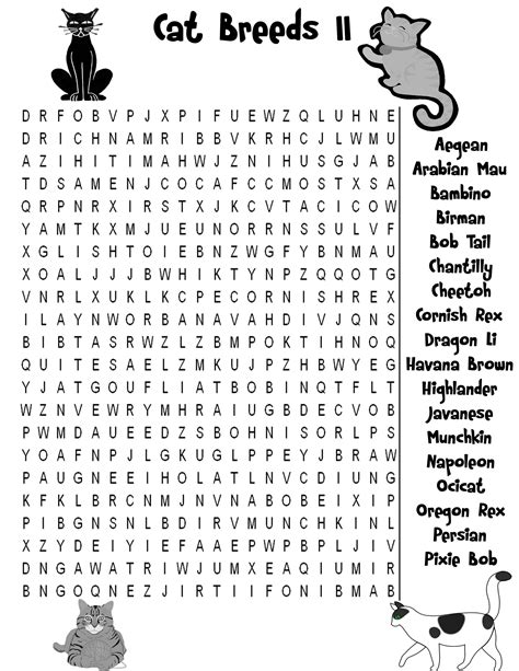 Cat Word Search To Print Activity Shelter