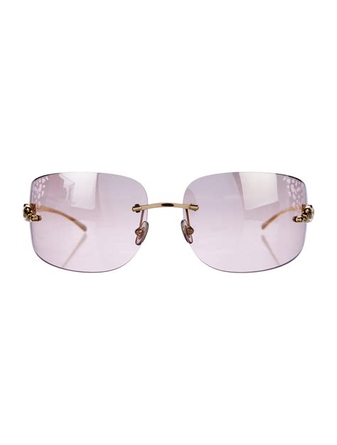 Cartier Panthère Rimless Sunglasses Gold Sunglasses Accessories