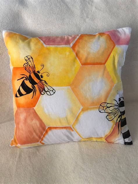 Bee Pillow Cover Hand Painted Pillow Cover Bumble Bee Pillow Etsy