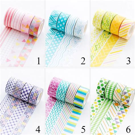 4pcs Lot Geometry Washi Tape Cute Stripe Decorative Adhesive Masking