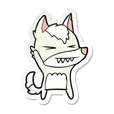 Sticker Of A Angry Wolf Cartoon Stock Vector Illustration Of Snarling