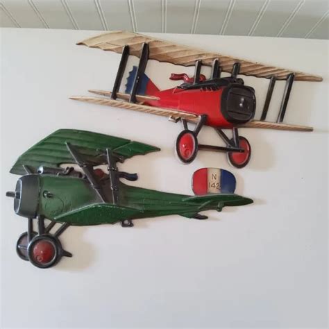 Vintage 1975 Homco Set Of 2 Airplanes Cast Metal Wall Art Decor Planes Vtg 18 00 Picclick