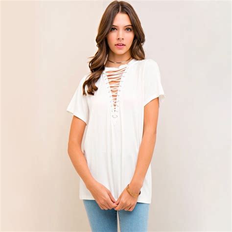 Front Lace Up T Shirt More Colors Lace Up T Shirt T Shirts For
