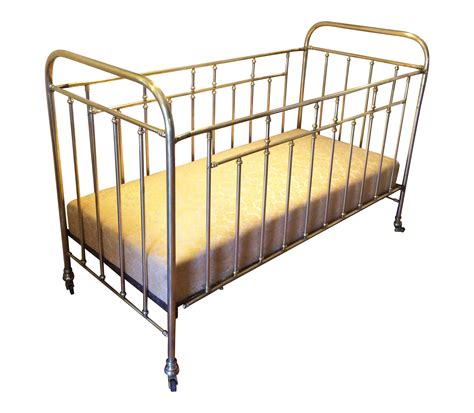 Vintage French Solid Brass Baby Crib | Chairish