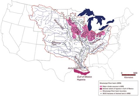 The Mississippi River Basin In The United States Showing The Location