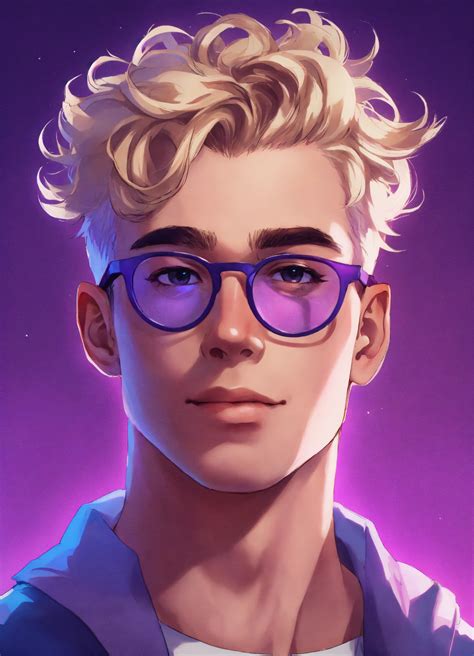 Lexica A Male Gaming Streamer Blonde Hair Clean Shaved Short Wavy Hair Wearing Blue Light