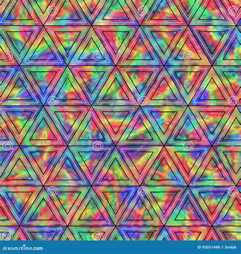 Creative Seamless Pattern Of Iridescent Triangles Stock Vector