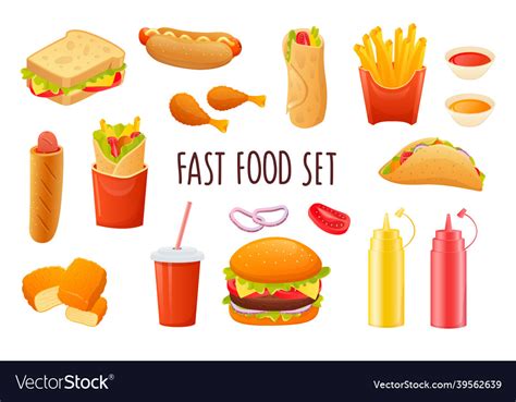 Fast Food Icon Set In Realistic 3d Design Vector Image