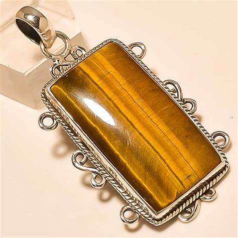 Tiger Eye Pendant Solid Sterling Silver By Dignityjewelryco