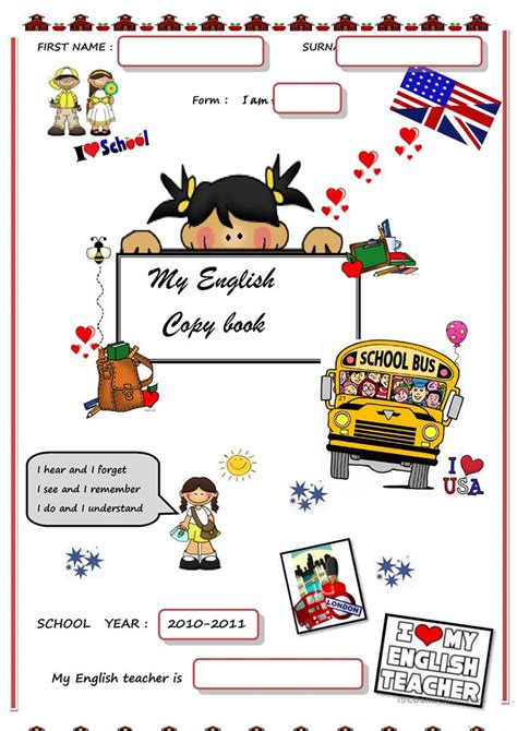 copybook cover worksheet free esl printable worksheets
