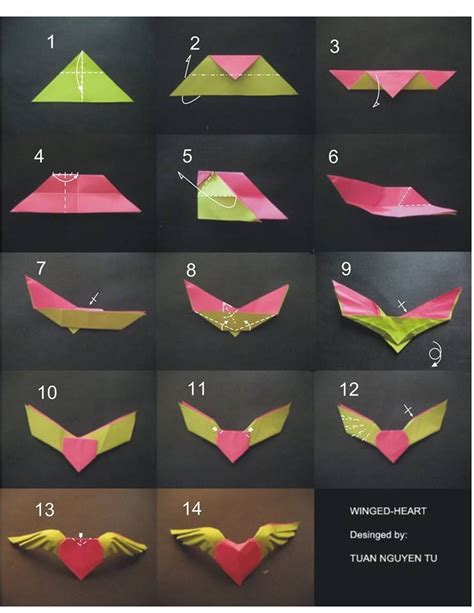 Diy Winged Heart Diy How To Tutorial Origami Design Diy Origami