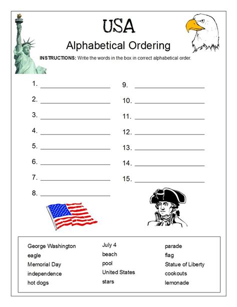 Alphabetical Order Usa Alphabetical Order Worksheets Free Printable