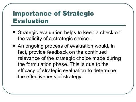 Strategic Evaluation And Control