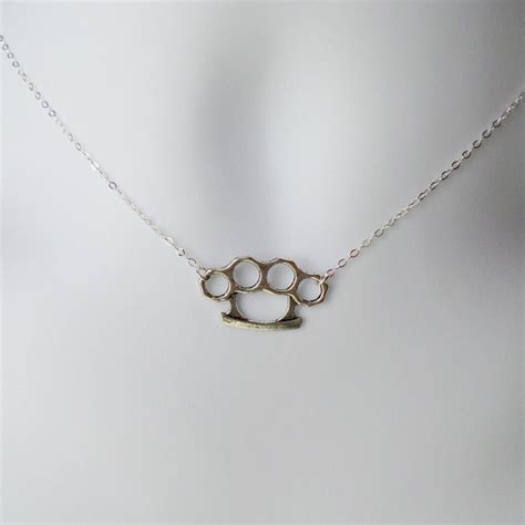 Silver Brass Knuckles Necklace Steampunk Necklace Sterling Silver