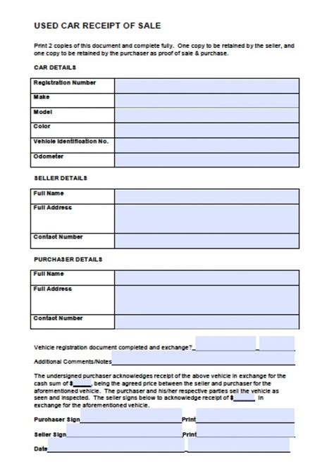 download car sales receipt template pdf word wikidownload
