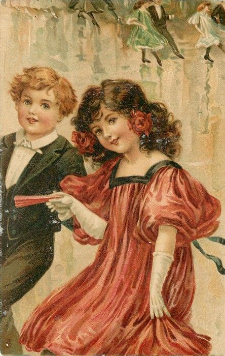 Мальчик в черном костюме девушка в красном платье движение влево Decoupage Vintage Vintage