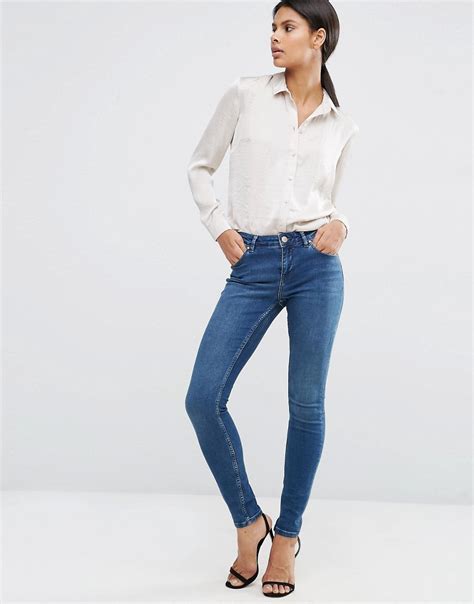 Asos Lisbon Mid Rise Skinny Jeans In Abbie Wash At Asos Com