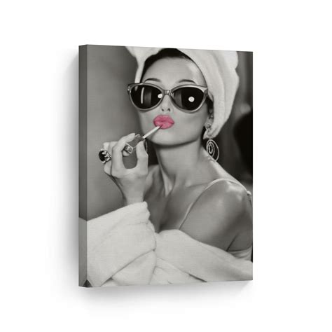 Smile Art Design Audrey Hepburn Wall Art Pink Lips Makeup