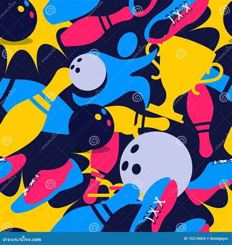 Printvector Bowling Seamless Pattern Abstract Bowling Illustration