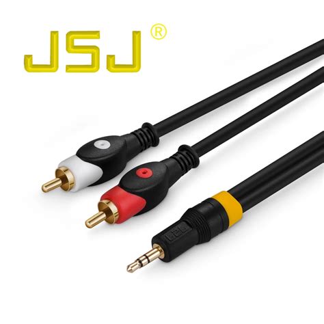 jsj hifi jack 3 5mm stereo male to 2rca male audio splitter cable for home theatre dvd vcd
