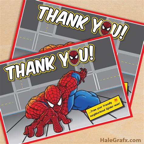 Free Printable Spiderman Thank You Cards
