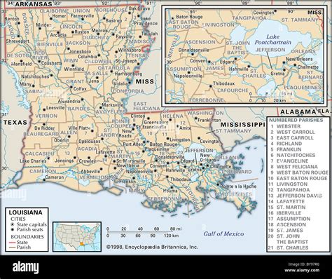 Political Map Of Louisiana Stock Photo Alamy