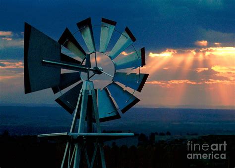 Windmill Facing Sunset Digital Art By Glenn Morimoto Fine Art America