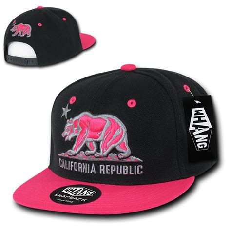California Republic Snapback Hot Pink Retro Snapback Baseball Cap Hat